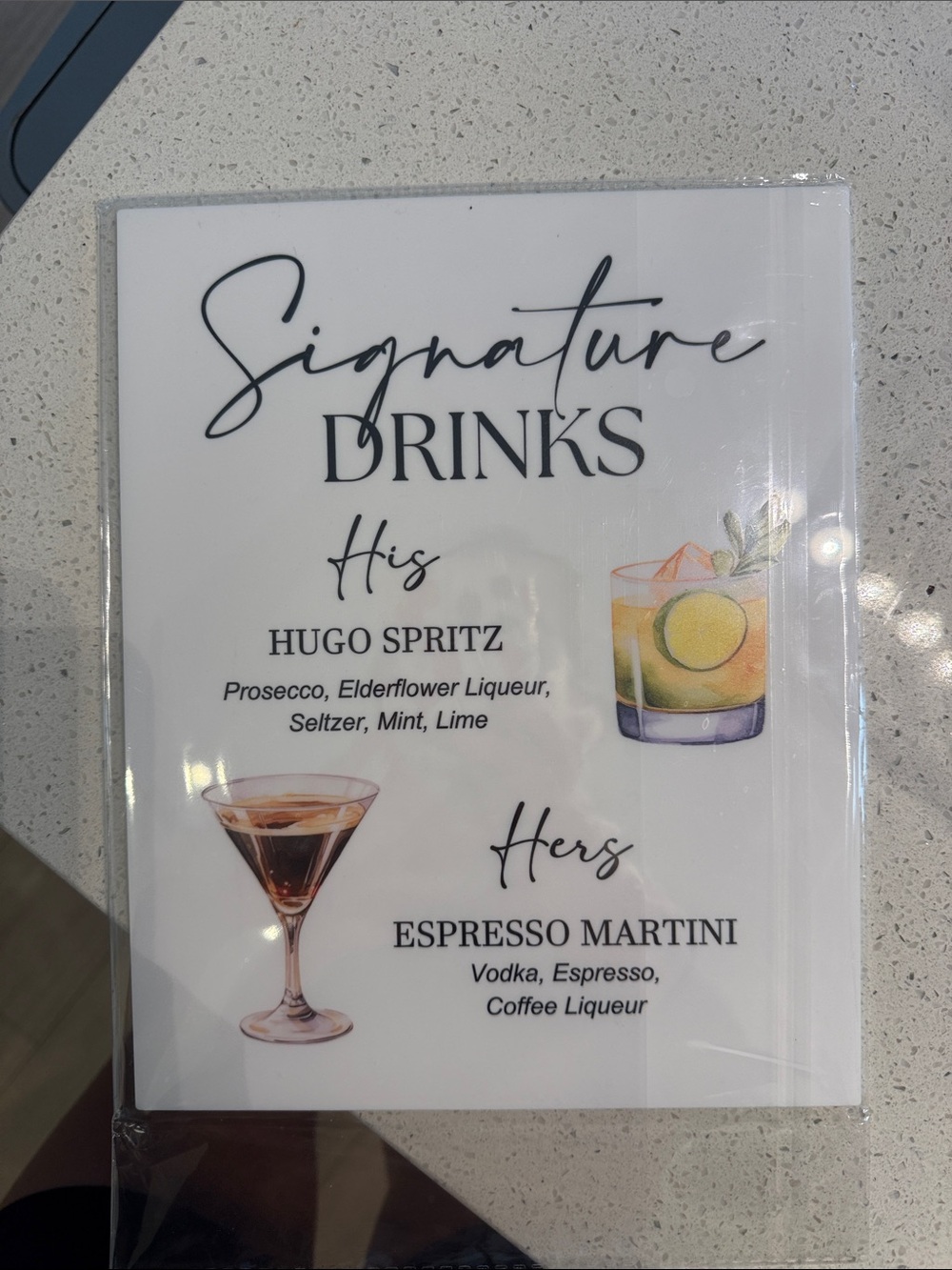 Signature Drinks Wall Art - White with Multicolor Illustrations